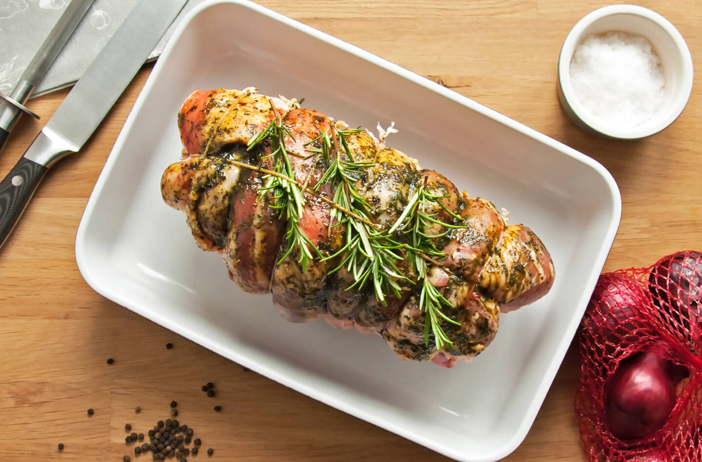 Seasoned and Tied Roast Morbi vitae purus dictum, ultrices tellus in, gravida lectus.